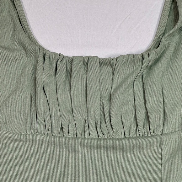 Princess Polly Sleeveless Mini Dress Womens Size 4 Green Stretchy Ruched Top - Picture 9 of 9